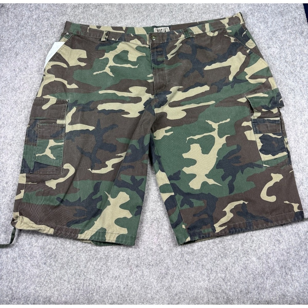BTL Baggy Camouflage Cargo Shorts Y2K Skater Grunge Green Brown Mens 54